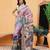 Pink printed cotton blend ethnic saree with blouse piece