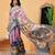 Pink printed cotton blend ethnic saree with blouse piece