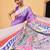 Purple printed cotton blend ethnic saree with blouse piece
