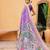 Purple printed cotton blend ethnic saree with blouse piece