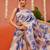Off white printed silk blend ethnic saree with blouse piece