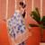 Off white printed silk blend ethnic saree with blouse piece