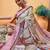Grey printed cotton blend ethnic saree with blouse piece