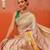 Beige printed silk blend ethnic saree with blouse piece