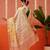 Beige printed silk blend ethnic saree with blouse piece