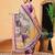Grey printed cotton blend ethnic saree with blouse piece