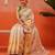 Beige printed silk blend ethnic saree with blouse piece