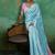 sky blue & pink cotton silk blend saree for women - festive wedding party wear ethnic saree