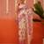Beige printed silk blend ethnic saree with blouse piece