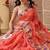 Peach woven cotton blend traditional saree with blouse piece
