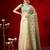 Cream woven cotton blend traditional saree with blouse piece