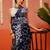 Blue woven cotton blend traditional saree with blouse piece