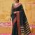 the midnight luxurious black soft silk blend saree with magenta & gold zari border