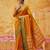 the sunset glow: vibrant orange soft silk blend saree with contrast green zari border