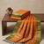 the sunset glow: vibrant orange soft silk blend saree with contrast green zari border