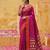 the emerald empress: magenta soft silk blend saree with rich crimson red zari border