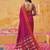 the emerald empress: magenta soft silk blend saree with rich crimson red zari border