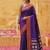 the majestic amethyst: royal blue soft silk blend saree with contrast red zari border