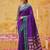 the violet soft silk blend saree with contrast green zari border