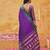 the violet soft silk blend saree with contrast green zari border