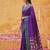 the violet soft silk blend saree with contrast green zari border