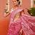 Pink woven cotton blend traditional saree with blouse piece