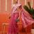 Pink woven cotton blend traditional saree with blouse piece