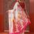 White printed cotton blend ethnic saree with blouse piece