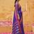 the blue soft silk blend saree with contrast red zari border