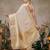 Beige plain silk blend ethnic saree with blouse piece