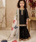 black pure gmy silk with heavy embroidery sequence work - designer party wear