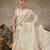 Beige woven silk blend ethnic saree with blouse piece