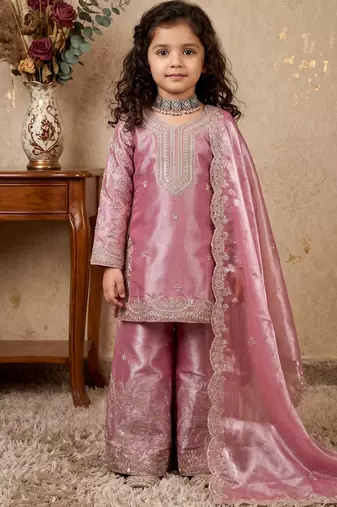pink pure gmy silk salwar suit set with heavy embroidery 3 mm sequence & coding dori work - designer party wear