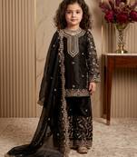 black pure gmy silk salwar suit set with heavy embroidery 3 mm sequence & coding dori work - designer party wear