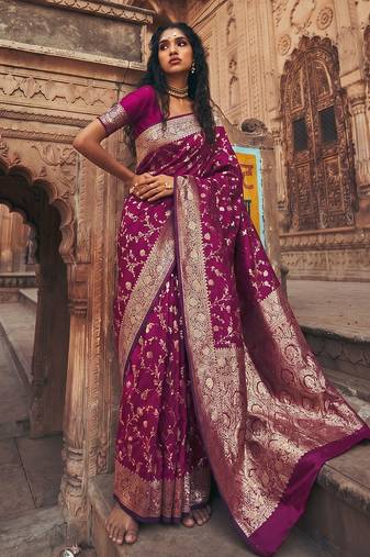 exclusive wine soft silk blend saree for women festive wedding traditional wear