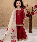 maroon fendi silk with heavy embroidery sequence work - designer party wear