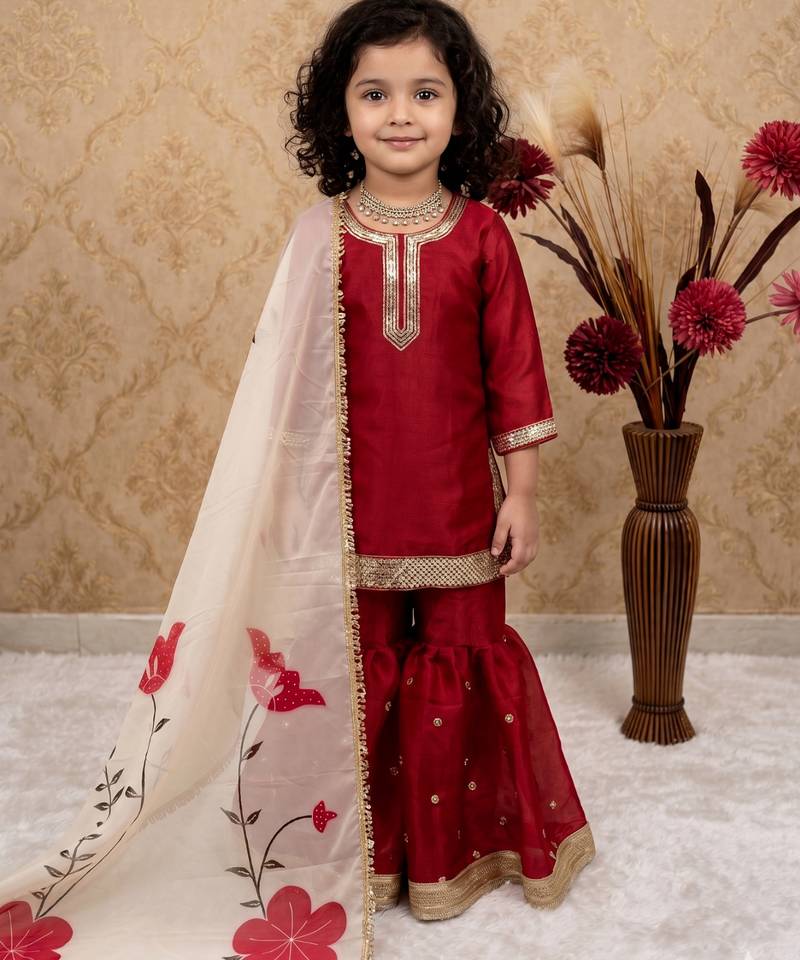maroon fendi silk with heavy embroidery sequence work - designer party wear