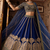 slub silk navy blue embroidered lehenga set 