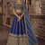 slub silk navy blue embroidered lehenga set 