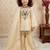 cream cosmos gold jari silk with thread with real mirror - designer party wear