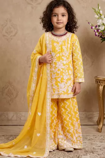 yellow heavy fox georgette salwar suit set with embroidery chain work with diamond hand work - designer party wear