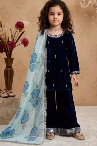 black heavy viscose velvet salwar suit set with heavy embroidery sequence work - designer party wear