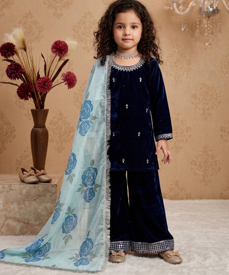 black heavy viscose velvet salwar suit set with heavy embroidery sequence work - designer party wear