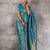 teal blue banarasi silk blend saree for women - festive & wedding wear
