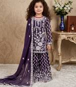 purple heavy fox georgette salwar suit set with embroidery chain work with diamond hand work - designer party wear