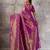 rani pink banarasi silk blend saree for women - festive & wedding wear