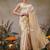 Beige plain silk blend ethnic saree with blouse piece
