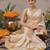 Beige plain silk blend ethnic saree with blouse piece