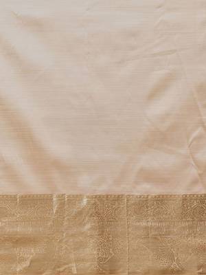 beige silk blend kasavu saree with zari work 5