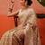 Beige woven cotton blend traditional saree with blouse piece